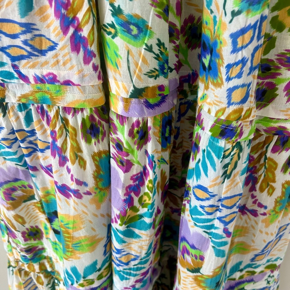 Johnny Was Ikat Bloom Tiered Floral Print Midi Dress Size Small - Picture 8 of 12